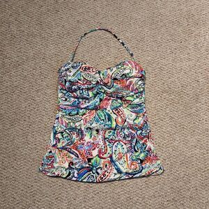 Lauren Ralph Lauren Captiva Paisley Bandeau Twist Front Tankini Top Womens 6